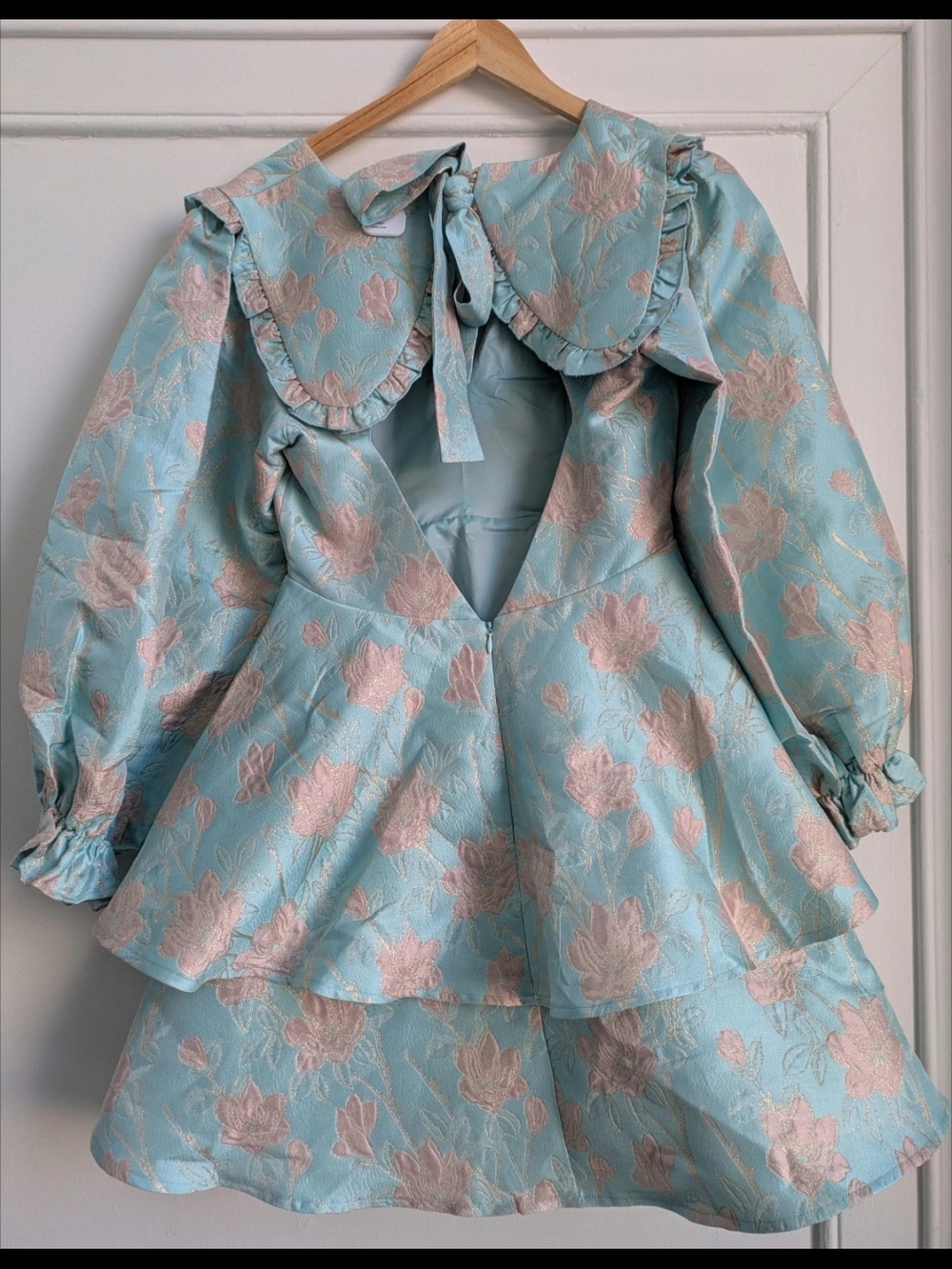 BNWT ASOS Luxe Blue Floral Peplum Dress,Sz 6/8 - Picture 2 of 7